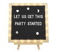 Felt Letter Board with LED Lights - 10" × 10" Custom Pregnancy & Baby Announcement with Frame Letters, Valentine's Day Wedding Party Decorations, Black