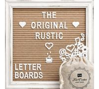 Felt Letter Board with Rustic White Wood Farmhouse Vintage Frame and Stand by Felt Creative Home Goods | Changeable Message Board Includes 350 White Alphabet Letters (Cappuccino, 10x10 Inches)