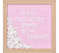 Felt Letter Board with Stand and Canvas Bag,Personalised Peg Board Kit for Home Office Events,Changeable Letter Boards with Oak Frame for Notice (Pink,25×25cm)