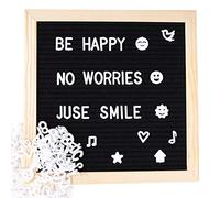 Felt Letter Board Wooden Frame DIY Changeable Message Board Memo Menu Notice Kitchen Notes Board with 460 Letters for Party Wedding Decor 10x10 inch, Black