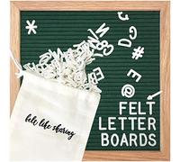 Felt Like Sharing Square Letter Board (Evergreen Felt - 10”x10”) - Changeable Message Board with 3 Sets of Felt Board Letters - Statement Wall Sign for Quotes, Home or Holiday Decor In Oak Frame
