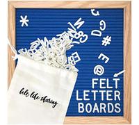 Felt Like Sharing Square Letter Board (Sapphire Blue Felt - 10”x10”) - Changeable Message Board with 3 Sets of Felt Board Letters - Statement Wall Sign for Quotes, Home or Holiday Decor In Oak Frame