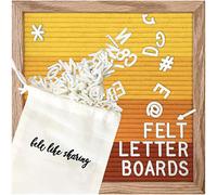 Felt Like Sharing Square Letter Board (Sunburst Felt - 10”x10”) - Changeable Message Board with 3 Sets of Felt Board Letters - Statement Wall Sign for Quotes, Home or Holiday Decor In Oak Frame