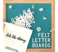 Felt Like Sharing Square Letter Board (Teal Felt - 10”x10”) - Changeable Message Board with 3 Sets of Felt Board Letters for Home, Office, & Aesthetic Room Decor - Wall Letterboard Signs In Oak Frame