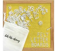 Felt Like Sharing Square Letter Board (Yellow - 10”x10”) - Changeable Message Board with 3 Sets of Felt Board Letters for Home, Office, & Aesthetic Room Decor - Wall Letterboard Signs In Oak Frame