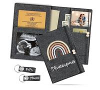 Felt Maternity Log Cover for German Maternity Log Cover with Compartments, Felt Maternity Log Protective Cover for Ultrasound Image, Vaccination Certificate and Insurance Card (Dark Grey)