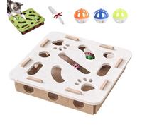 Felt Maze Cat Toys - Interactive Cat Brain Trainin Puzzle Toy, Kitten Nail File Scratcher, Interactive Felt Cats Scratch Toy with 3 Bell Balls for Indoor (Square-Camel)