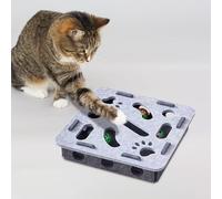 Felt Maze Cat Toys,Interactive Cat Brain Trainin Puzzle Toy,Mental Stimulation Box With Bells,Cat Nail File Enrichment Box,Cats Scratch Puzzle Enrichment Boxfor Indoor Cats Self Play (Gray)