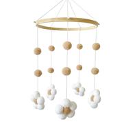 Felt Mobile Baby Mobile for Bed & Changing Table, Handmade Wind Chime with Natural Wooden Beads, Mobile Baby Crafts Felt, Newborn Gift for Boys and Girls, Light Coffee Brown