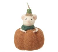 Felt Mouse in a Pumpkin, Hanging Autumn Halloween Wool Decoration, Woodland Autumn Ornament, Hanging Wool Mouse Pumpkin Bauble, Felt Pumpkin, Autumn Decoration, Mouse Figurine