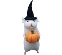 Felt Mouse Ornament,Handmade Needle Felted Mouse,Halloween Christmas Mouse Decoration,Cute Felt Mice Figurine for Halloween Christmas Decor (D)