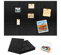 Felt Notice Board for Wall 6 Pack Pinboard for Wall 11.8"x11.8" with 30 Push Pins Large Cork Board Alternative Self Adhesive Cork Board Tiles for Home Office, Kitchen & Room Decor