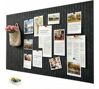 Felt Notice Board, Large, Self-Adhesive, 120 x 90 cm, Decorative Notice Board, Memo Boards, Bulletin Board, Foldable Photo Board, Memo Boards, Wall Decoration for Office, Kitchen, Black