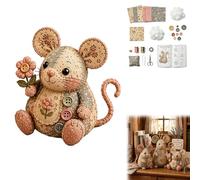 Felt Patchwork Mouse DIY Sewing Kit, Complete Handcraft Set with Pattern & Guide Instruction, Cute 3D Animal Sewing Project, Relaxing Creative Gift for Beginners (Style A)