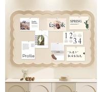 Felt Pin Board Decorative Corkboard Alternative,Foldable Felt Bulletin Board with 30 Pushpins,Self-Adhesive Vision Boards for Photo Memo DIY (Cream,60x40cm)