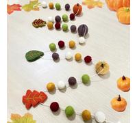 Felt Pumpkin Garland-Pumpkins Fall Felts Falls Garlands for Autumn Decoration，Falls Pom Pom Garland Felt Pumpkin Fall Banner for Mantle Thanksgiving Halloween Autumn Decor Falls Banners for Inside
