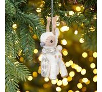 Felt Reindeer Christmas Decoration - Felted Ornament - Wool Christmas Bauble - Felt Handmade Xmas Décor - Classic Tree Ornament (White)