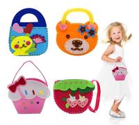 Felt Sewing Kits for Children, 4 Pack Handbag Kids Sewing Kit Childrens Sewing Kits for Beginners Fun DIY Educational Sewing Craft Gifts for Girls