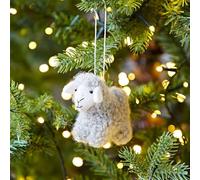 Felt Sheep Christmas Decoration - Felted Ornament - Wool Christmas Bauble - Felt Handmade Xmas Décor - Classic Tree Ornament (Grey)