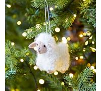 Felt Sheep Christmas Decoration - Felted Ornament - Wool Christmas Bauble - Felt Handmade Xmas Décor - Classic Tree Ornament (White)