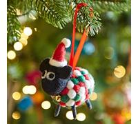 Felt Sheep in Santa Hat Christmas Decoration - Wool Christmas Bauble - Felt Handmade Xmas Décor - Tree Ornament - Festive decoration
