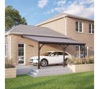 Felt Shingle Roof Car Port 3 Post - Wood - L250 X W506 Cm - Rustic Brown