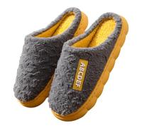 Felt Slippers with Felt Sole, Slippers Plush Men Spring and Winter Warm Indoor Non-Slip Abcd English Baotou Simple Wool Cotton Slippers, gray, 10 UK