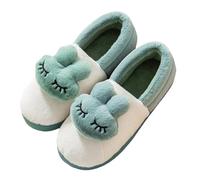Felt Slippers Women's Winter Plush Unisex Felt Slippers Cute Rabbit Slippers Warm Fluffy Slippers Slip On Slippers Indoor Leisure Shoes Closed Cuddly Shoes, Green, 6 UK