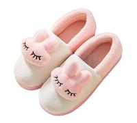 Felt Slippers Women's Winter Plush Unisex Felt Slippers Cute Rabbit Slippers Warm Fluffy Slippers Slip On Slippers Indoor Leisure Shoes Closed Cuddly Shoes, pink, 4 UK