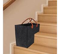 Felt Stair Basket, Stair Basket, Stair Baskets For Stairs, Reusable Felt Storage Baskets With Leather Handles For Storage Of Toys, Books, Small Items