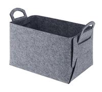 Felt Storage Basket for Wood, 40 x 30 x 24 cm, Large Gift Basket, Empty, Foldable Felt Basket with Two Soft Handles, for Clothes, Picnic, Bedroom, Cupboards, Wood and Children's Toys (Dark Grey)