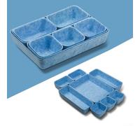 Felt Storage Box Set 8pcs Fibre Material Stylish Drawer Organizer System for Clothing Cosmetics Accessories Office Supplies Space Saving Design Integrated Structure(Blue)