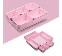 Felt Storage Box Set 8pcs Fibre Material Stylish Drawer Organizer System for Clothing Cosmetics Accessories Office Supplies Space Saving Design Integrated Structure(Pink)