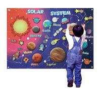 Felt Story Board 40x30inch Felt-Board Story Learning Early Storytelling Interactive Wall Hanging Teaching Playset Felt Board with 2 hooks for Preschool Boys Girls Kids Toddlers(solar system)