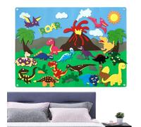 Felt Story Board - 41" Preschooler Learning Game Bag | 3D DIY Dinosaur Animal Printed Cloth | Early Education Feltboard, Interactive Teaching Wall Hanging For Nursery