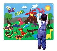 Felt Story Board for Kids,40.6x29.5inch Felt Storytelling Board with Volcanic Dinosaurs System, Preschool Early Educational Interactive Hanging Toy Sensory Wall Toys for Indoor Toddler Activities