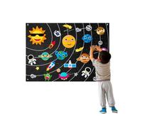 Felt Story Board Set, Farm Animals Fuzzy Felt Story Board Set, Reusable Flannel Space/Car Toys, Jungle Animals Outer Space Felt Board, Felt Boards For Walls Interactive Play Kit (Space)
