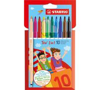 STABILO Felt Tip Pen Trio 2 in 1 - Pack of 10 - Assorted colours