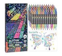 Felt tip pens for drawing, fine brush tip, non-circulating, children's markers for colouring - for school, classroom, home, nursery, journaling, scrapbooking, sketching and illustrations