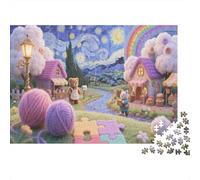 Felt Town Puzzles 1000 Piece Challenge Toy for Adults Cartoon Style Impossible Jigsaw Puzzle Educational Game Home Decoration Gift 1000pcs (75x50cm)