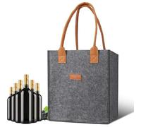 Felt Wine Bottle Bag | Portable Wine Carrier Bag with Handle - Soft Insulated Felt Material for Cooling and Keeping Drinks Fresh, Removable Storage for Dining Room, Picnic, Party, gray, see