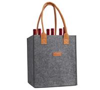 Felt Wine Bottle Carrier, 6 Compartment Bottle Bag, Wine Bottle Carrying Bag with Divider Reusable Wine Storage Bag Felt Grocery Bags Portable Wine Bag