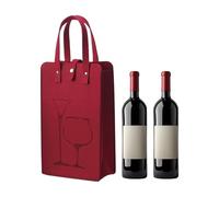 Felt Wine Bottle Gift Bag with Handles 2 Wine Tote Bag 1Pcs Champagne Felt Bottle Gift Storage Bag Reusable Wine Travel Bag Leakproof Wine Holder Bag for Christmas Birthday Party Gift (Red)