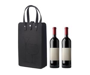 Felt Wine Bottle Gift Bag with Handles Wine Tote Bag 1Pcs Champagne Bottle Felt Gift Storage Bag Reusable Wine Travel Bag Leakproof Wine Holder Bag for Christmas Birthday Party Gift (Black)