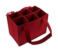Felt Wine Carrier Bag - 6 Compartments Bottle Holder | Durable Portable Alcohol Container, Easy Carry Travel Container, Sturdy Handles - Convenient Drink Transport for Birthdays, Events, wine red, see