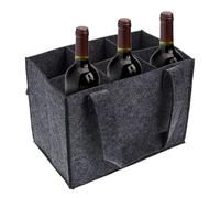 Felt Wine Carrier Bag - Soft Multi-Bottle Tote with Six Compartments, Durable Felt Beverage Organizer | Handheld Travel Caddy for Parties, Gifting, Camping, Gatherings