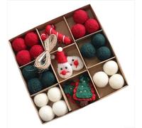 Felt Wool Ball Christmas Tree Ornaments Set with Cartoon Patterns to Create Festive Holiday Atmosphere (Style A)
