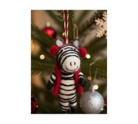 Felt Zebra Christmas Tree Decoration, Christmas Baubles, Festive Season Ornament, Cute Handmade Animals, Stocking Filler, Zebra Pattern 5 x 4 x 12 cm