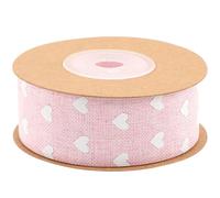 FELTECHELECTR 1 Roll Heart Pattern Ribbon for Valentine’s Day Pink Imitation Linen Density Weave Gorgeous Delicate Style Break Resistance Without Fraying Ends Suitable for Professional