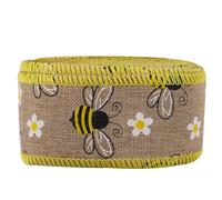 FELTECHELECTR 1 Roll Wrapped Edges Decorative Bee Pattern Ribbon for DIY Craft Projects and Holiday Decorations, Webbing Material Ribbon that is Not Easy to Wrinkle Or Fade, Can Be Cut to Length
